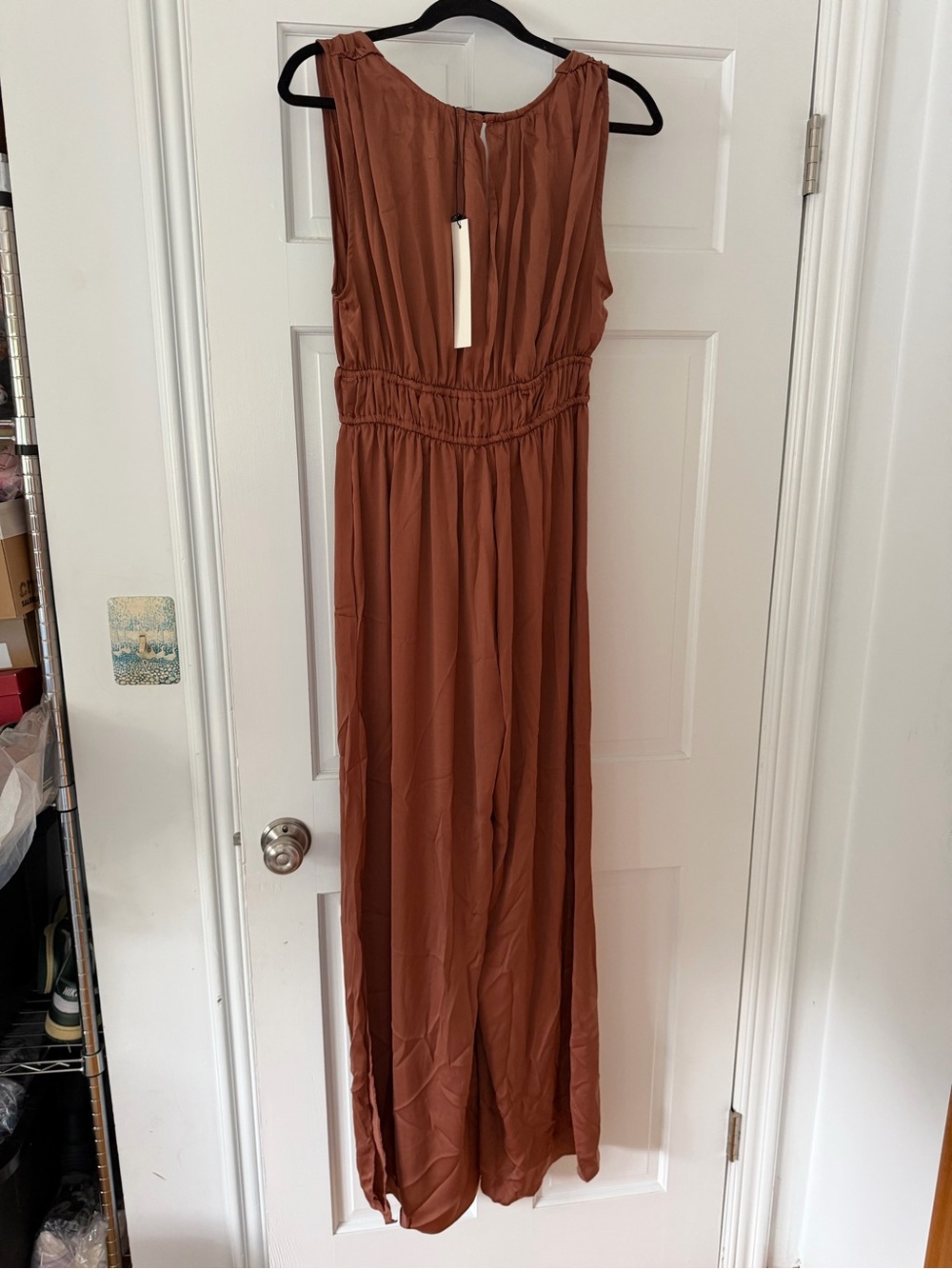 Mustard Seed Rust-Brown Wide Leg V-Neck Jumpsuit - Picture 9 of 12